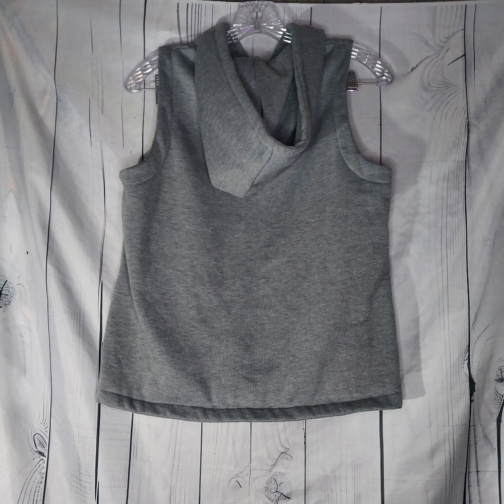 Zaful Gray Button-Up Hooded Vest Size 6 - Picture 9 of 15